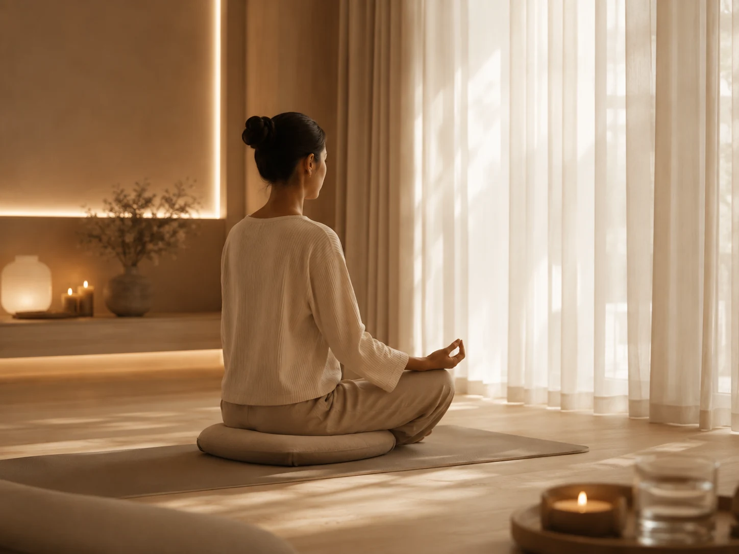A quiet meditation moment beside the window