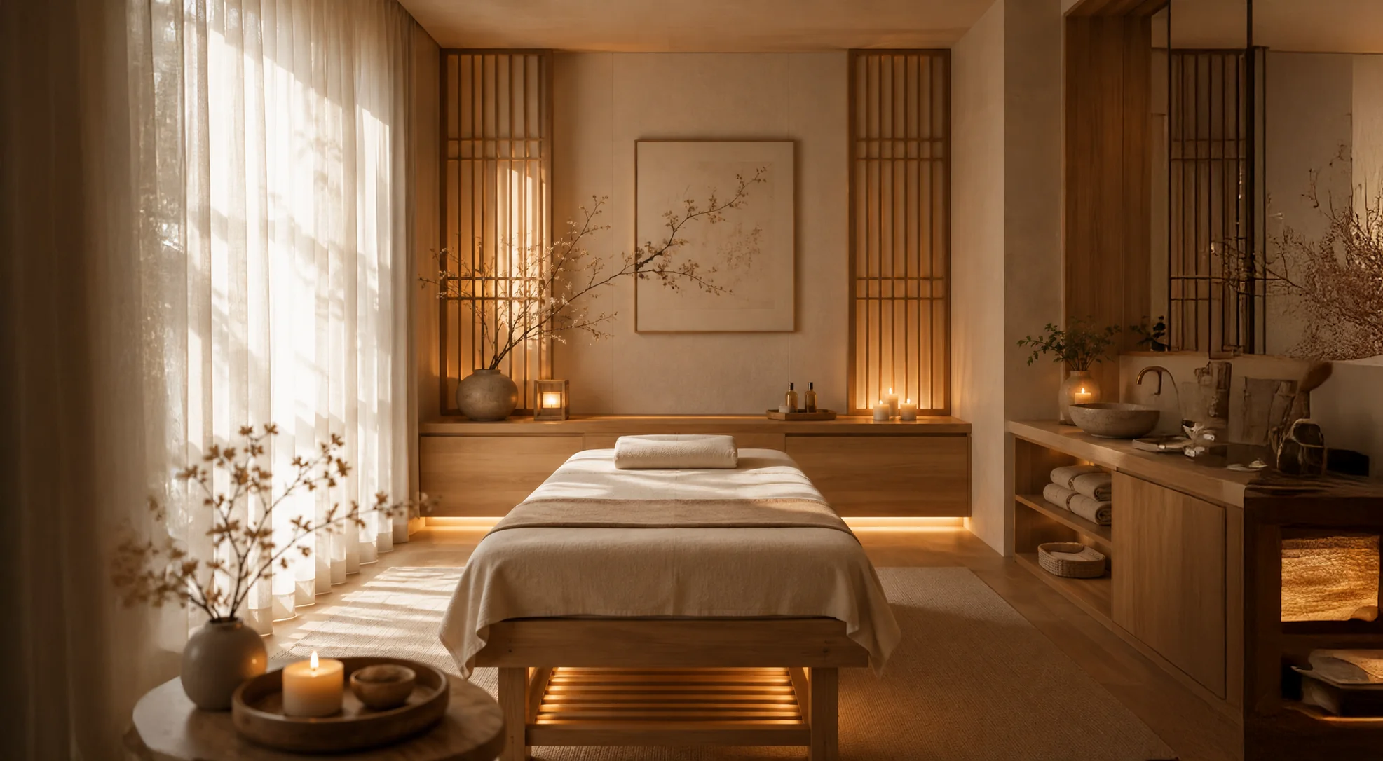 A refined treatment room inspired by Japanese restraint