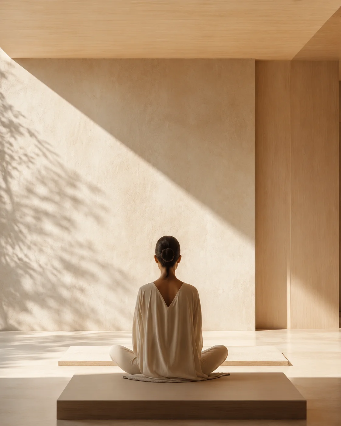 A member seated in meditation in the wellness suite